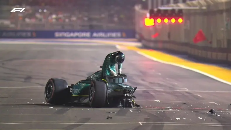 F1 - Τρομακτική έξοδος του Λανς Στρολ στις κατατακτήριες του GP Σιγκαπούρης (video)