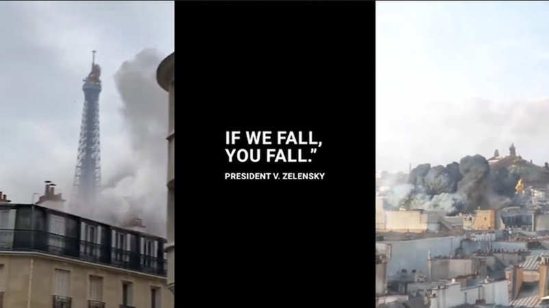 Αν πέσουμε, θα πέσετε - Η ουκρανική βουλή ανέβασε βίντεο με το Παρίσι να βομβαρδίζεται