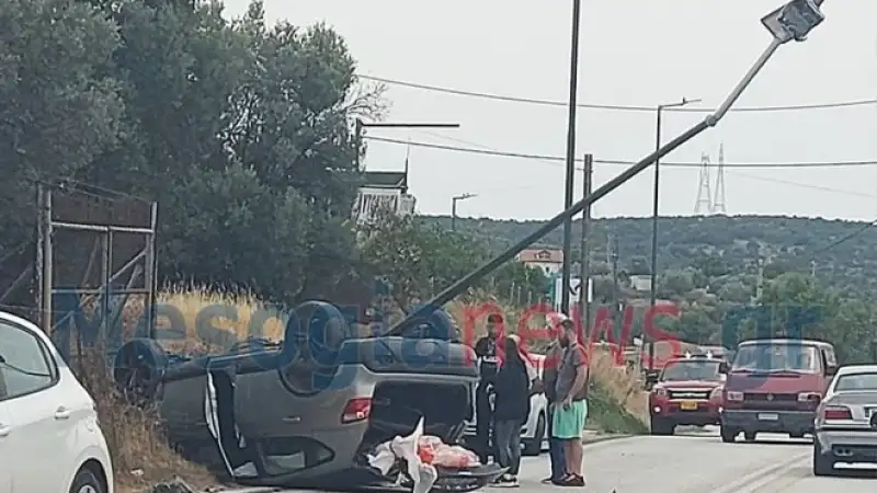 Τροχαίο ατύχημα στο Κορωπί με δύο τραυματίες: Αναποδογύρισε το αμάξι