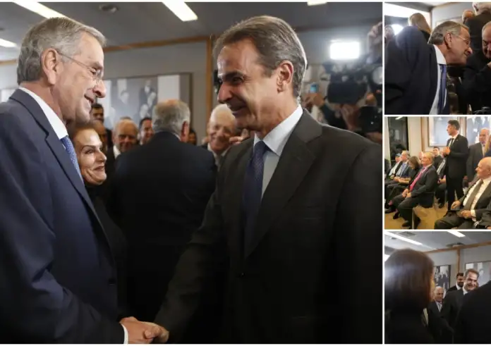 Χειραψία και τετ α τετ Μητσοτάκη με Καραμανλή-Σαμαρά αλλά τους χωρίζει ο διάδρομος
