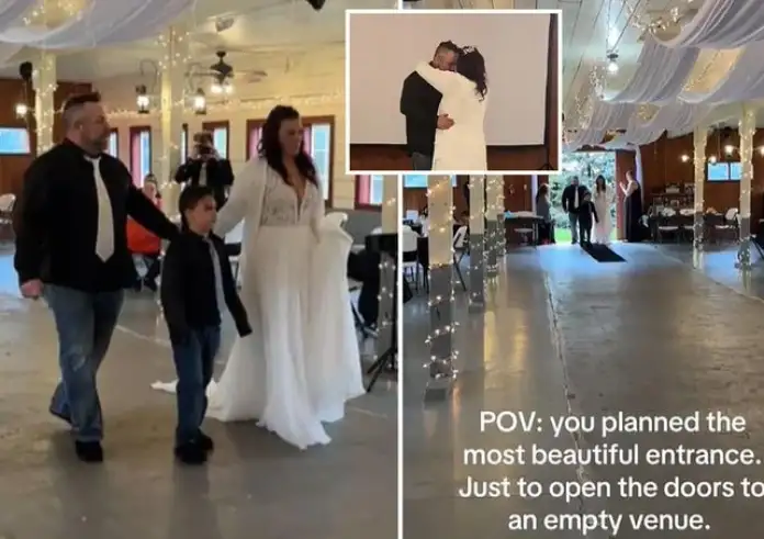 Σχεδόν κανείς δεν πήγε στον γάμο τους – Συντετριμμένη η νύφη, δείτε τη στιγμή που μπαίνει σε μια άδεια αίθουσα