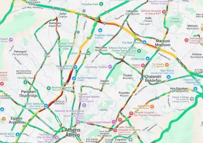 Κίνηση: Τροχαίο ατύχημα στην Αττική Οδό - Τεράστιες καθυστερήσεις και έμφραγμα στον Κηφισό