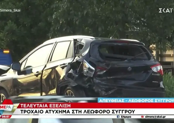 Σοβαρό τροχαίο στη Συγγρού – Κίνηση στο ρεύμα προς Αθήνα