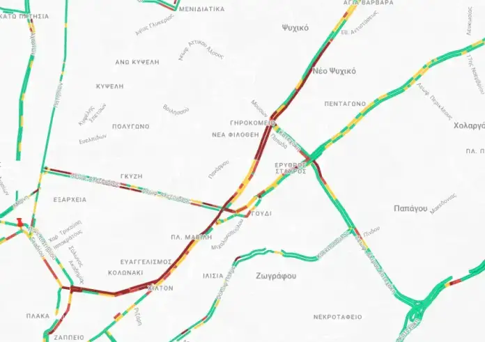 Πνιγμένος ο Κηφισός με μποτιλιάρισμα χιλιομέτρων, καραμπόλα 6 ΙΧ στο ύψος του Φάρου Ψυχικού επί της Κηφισίας