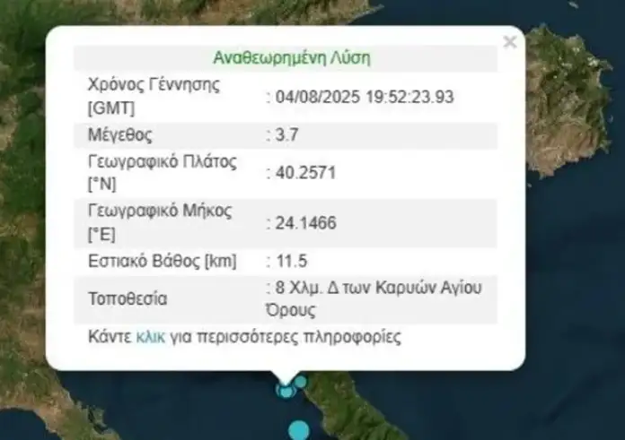Σεισμική διέγερση στο Άγιο Όρος – Ταρακουνήθηκε και η Χαλκιδική