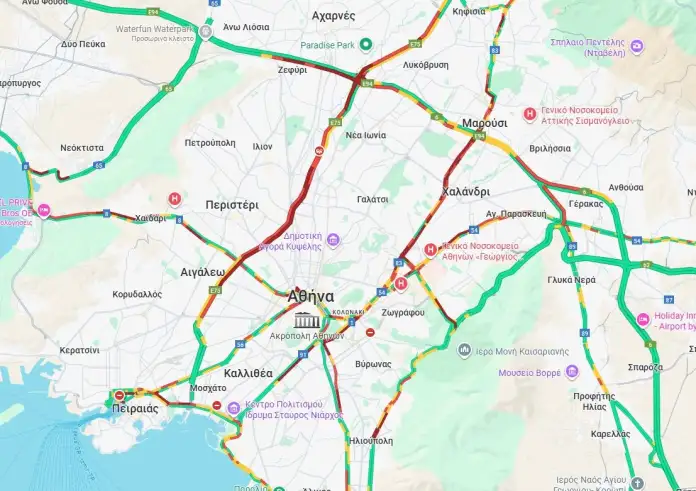 Χάος στους δρόμους της Αθήνας: Μποτιλιάρισμα σε Κηφισό, Αττική Οδό και κέντρο