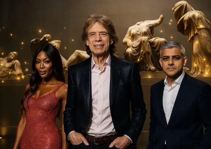 Μικ Τζάγκερ, Ναόμι Κάμπελ και Σαντίκ Καν στο gala  με ντεκόρ τα Γλυπτά του Παρθενώνα