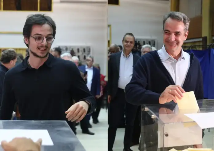 Στα Πετράλωνα ο Μητσοτάκης για τις εσωκομματικές εκλογές της ΝΔ – Ψήφισε μαζί με τον γιο του