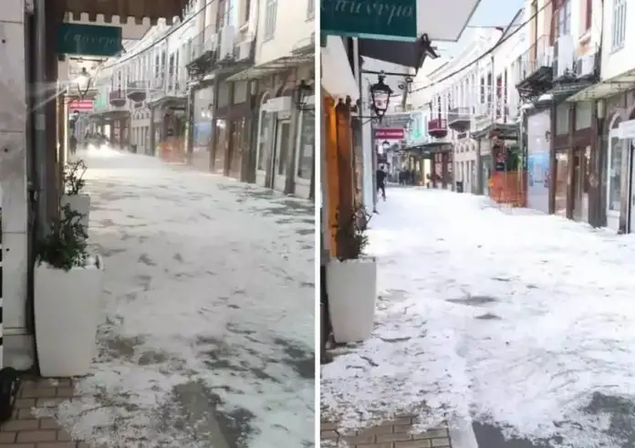 Σφοδρή κακοκαιρία «χτύπησε» τη Μυτιλήνη: Πλημμύρες και προβλήματα από την έντονη χαλαζόπτωση