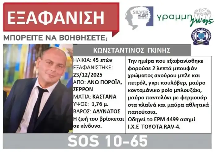 Ανατροπή με την εξαφάνιση του διοικητή της Πυροσβεστικής στις Σέρρες – Δεν ανήκει σε εκείνον το όχημα που βρέθηκε στο όρος Μπέλες