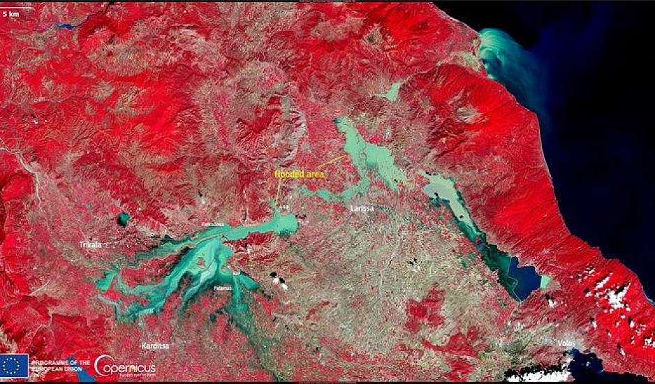 Copernicus: Νέα δορυφορική εικόνα αποκαλύπτει το μέγεθος της καταστροφής στη Θεσσαλία