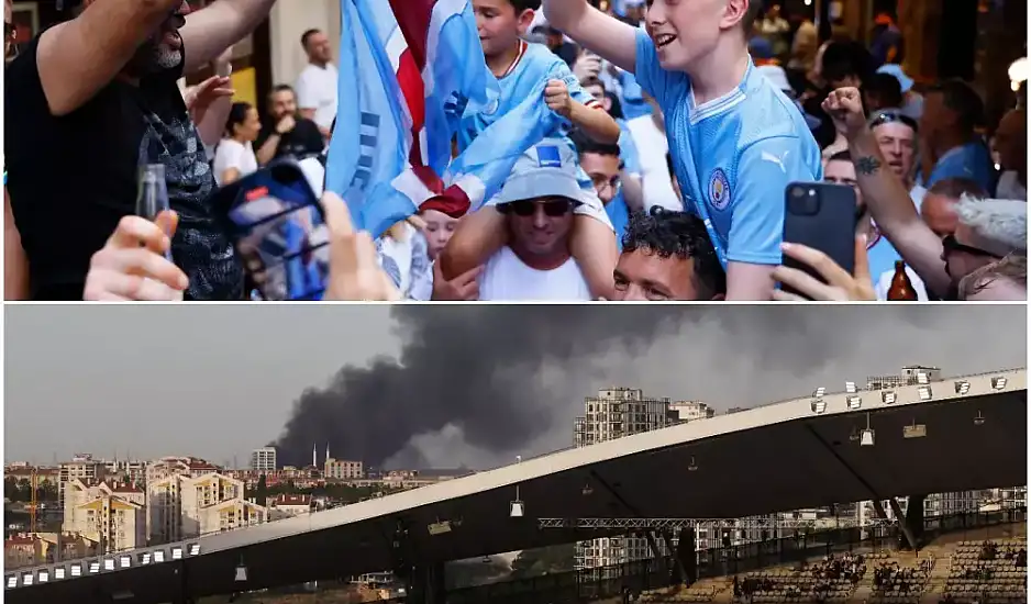 Τελικός Champions League: Γέμισε η Κωνσταντινούπολη οπαδούς των Σίτι και Ίντερ – Φωτιά κοντά στο γήπεδο