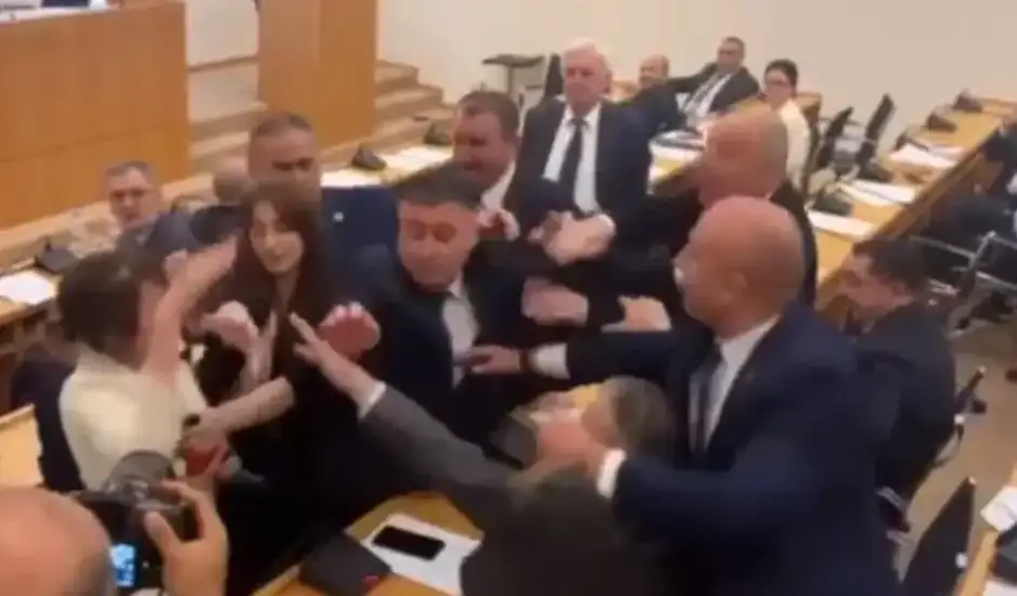 Γεωργία: Σκηνές απείρου κάλλους στο Κοινοβούλιο – Έξαλλη βουλευτής πέταξε μπουκάλι στο κεφάλι βουλευτή