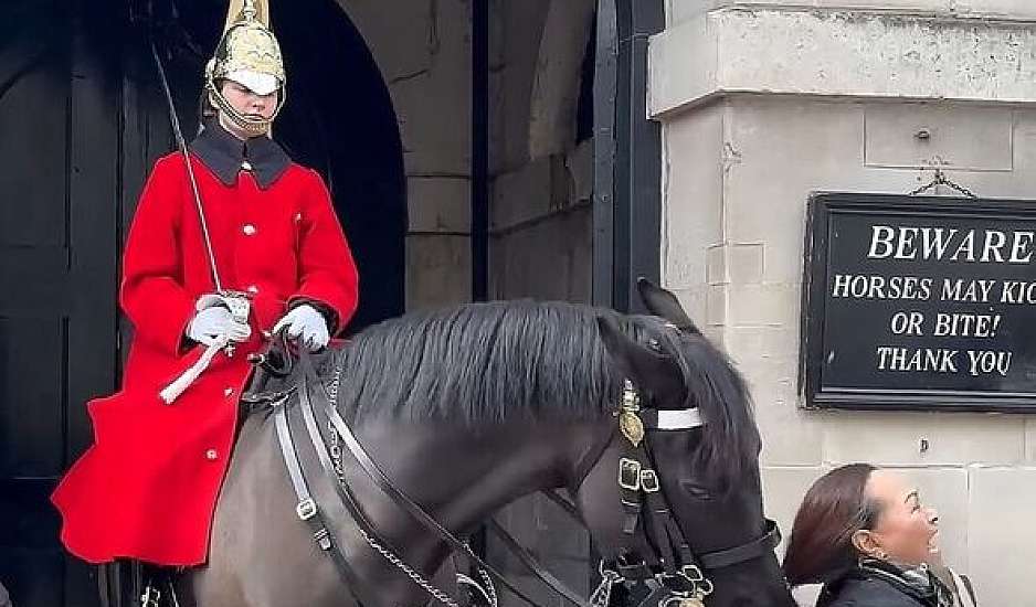  Άλογο της βασιλικής φρουράς στη Βρετανία δάγκωσε την κοτσίδα τουρίστριας - Viral το βίντεο