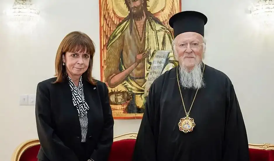 Στην Ηλεία η Κατερίνα Σακελλαροπούλου με τον Οικουμενικό Πατριάρχη Βαρθολομαίο
