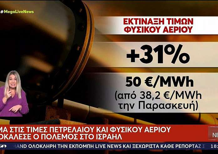 Ισραήλ: Άλμα στις τιμές φυσικού αεριού προκάλεσε ο πόλεμος