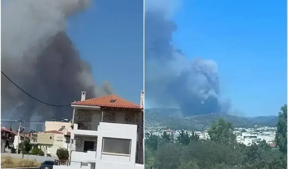 Κλειστή η Αττική Οδός και στα δύο ρεύματα Καίγονται τα πρώτα σπίτια στη Φυλή