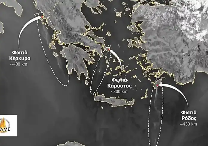Ορατές από το διάστημα οι φωτιές στην Ελλάδα - Οι συνθήκες που ευνοούν την εξάπλωση των πυρκαγιών