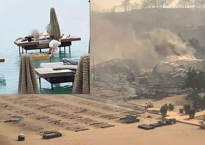 Φωτιά στη Ρόδο: Έγινε στάχτη το beach bar με τον σερβιτόρο «κολυμβητή»