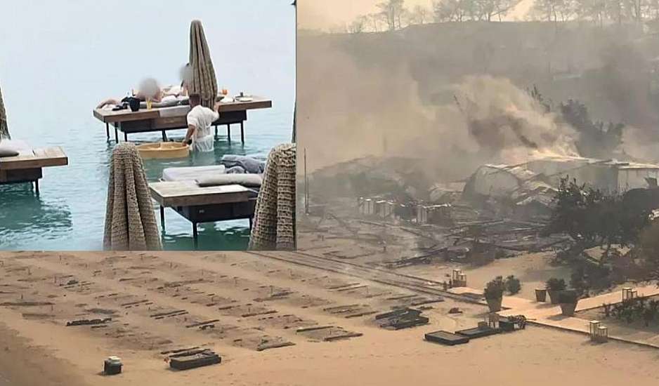 Φωτιά στη Ρόδο: Έγινε στάχτη το beach bar με τον σερβιτόρο «κολυμβητή»