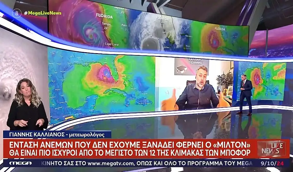 Καλλιάνος για τον τυφώνα Milton: Οι κάτοικοι θα βιώσουν πολύ δύσκολες καταστάσεις