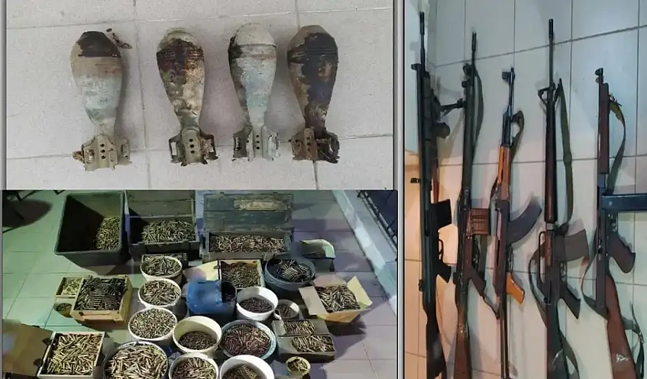Φωτογραφίες από το οπλοστάσιο του ζευγαριού στη Φλώρινα: 34.400 φυσίγγια, πιστόλια, περίστροφα και πυρίτιδα