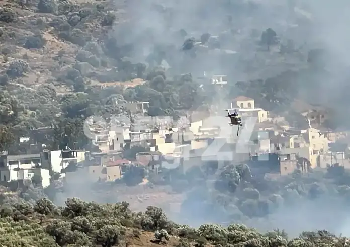 Φωτιά στο Ρέθυμνο: Συνεχή μηνύματα του 112 για απομάκρυνση των κατοίκων από οικισμούς