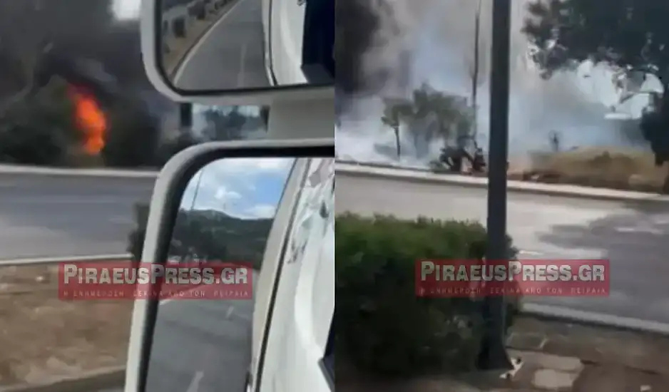 Φωτιά κοντά σε βενζινάδικο στον Σκαραμαγκά – Δείτε βίντεο