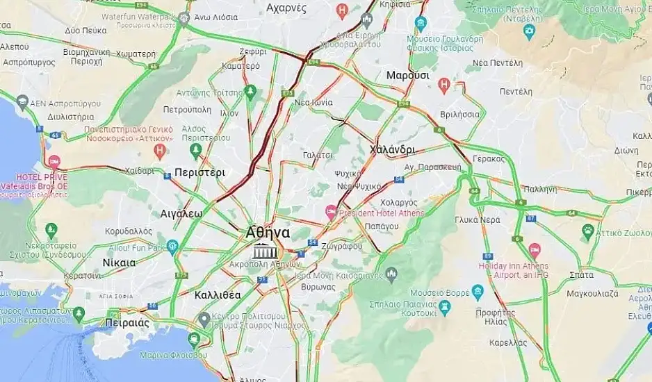 Κίνηση στους δρόμους: Στο «βαθύ κόκκινο» ο Κηφισός με μποτιλιάρισμα χιλιομέτρων