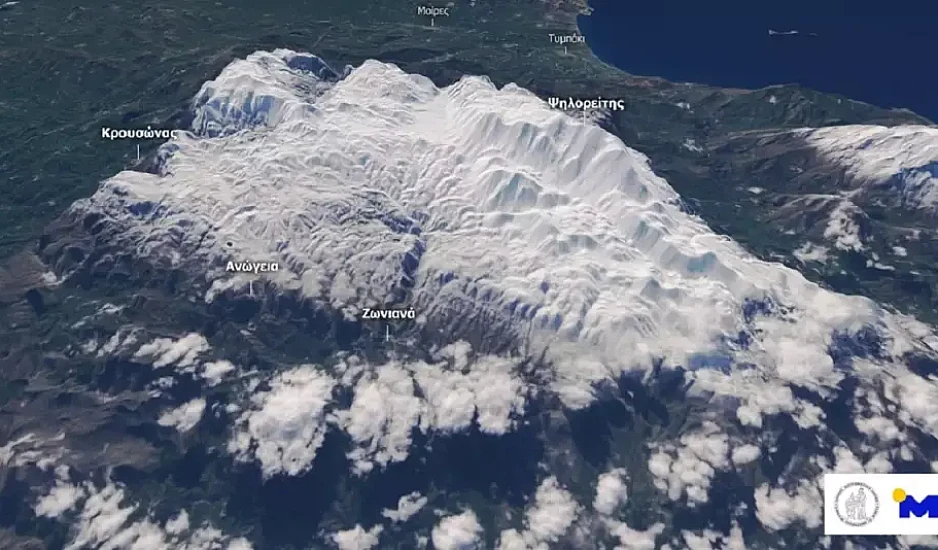 Μετεό: Τα χιονισμένα βουνά της Κρήτης από τον δορυφόρο