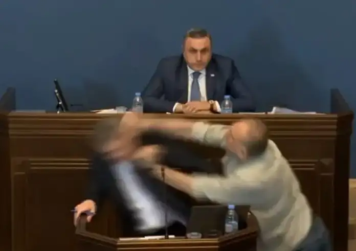 Άγριο ξύλο βουλευτών on camera στο κοινοβούλιο της Γεωργίας