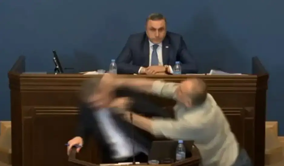 Άγριο ξύλο βουλευτών on camera στο κοινοβούλιο της Γεωργίας