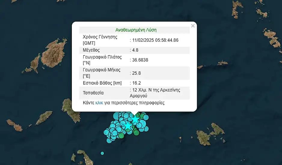 Νέοι σεισμοί ανοιχτά της Σαντορίνης – 4,8 και 4,6R οι μεγαλύτεροι