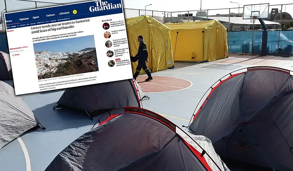 Guardian για Σαντορίνη: Ομάδες διάσωσης στο νησί και φόβοι για τσουνάμι – «Τίποτα δεν μπορεί να αποκλειστεί»