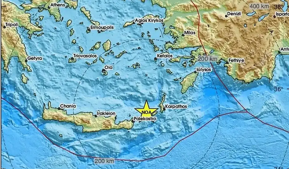 Σεισμός ανοικτά της Κάσου σήμερα, πρωί Τετάρτης