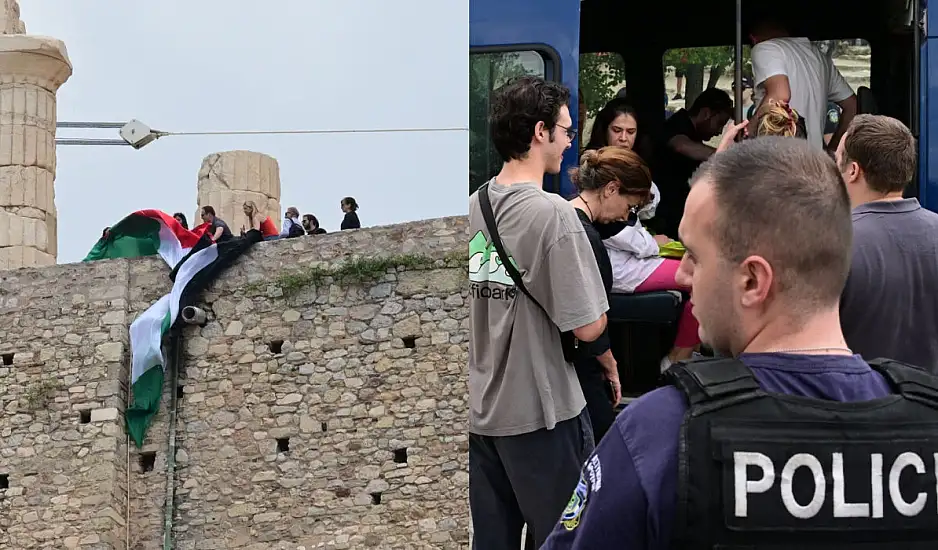 Νεολαίας Νέας Αριστεράς: Προσαγωγή 15 μελών - Ύψωσαν παλαιστινιακή σημαία στην Ακρόπολη