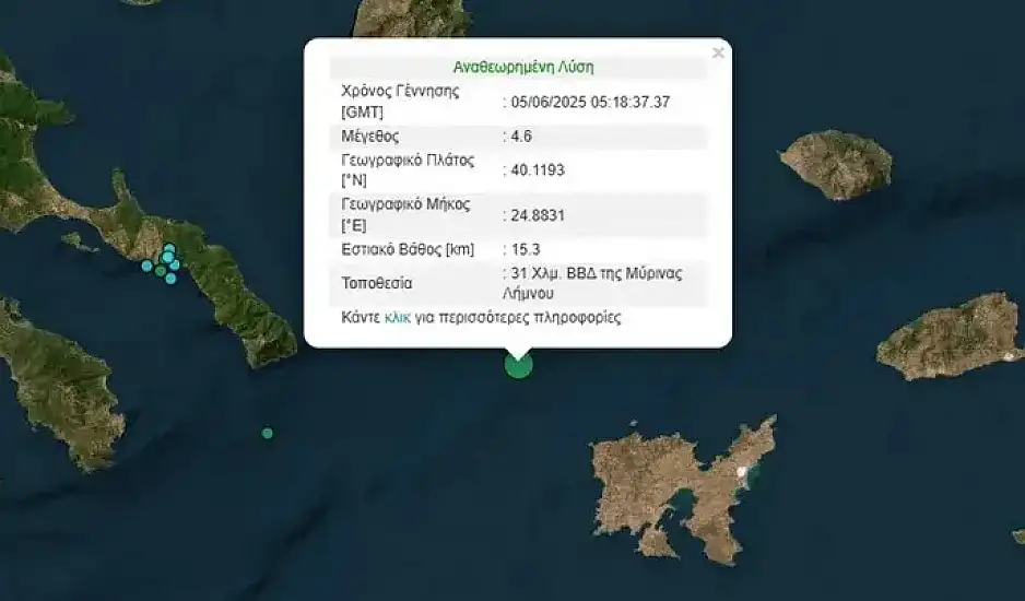 Σεισμός 4,6 Ρίχτερ ανοιχτά της Λήμνου. Είναι προφανές ότι βρισκόμαστε σε μια σεισμική έξαρση