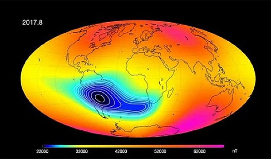 Γη: Εξασθενεί το μαγνητικό πεδίο μεταξύ Αφρικής και Νότιας Αμερικής