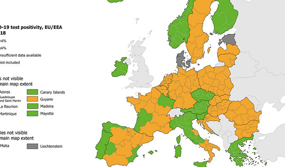 ECDC: Στο πράρσινο παραμένει η Ελλάδα στον δείκτη θετικότητας