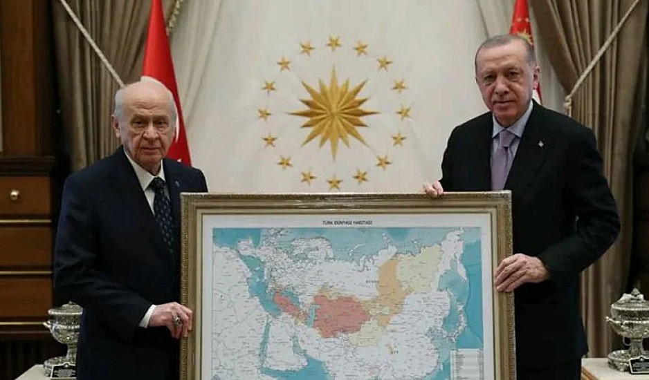 Νέα προπαγάνδα Ερντογάν - Μπαχτσελί: Θράκη και Κύπρος σε χάρτης του τουρκικού κόσμου