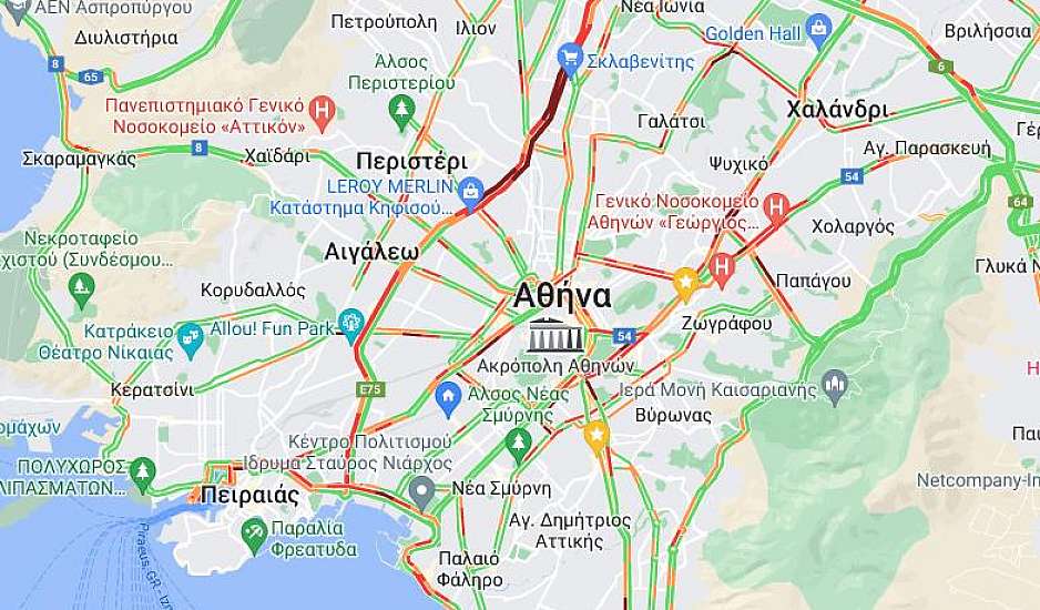 Κίνηση τώρα: Στο κόκκινο οι δρόμοι λόγω της απεργίας – Πού υπάρχουν ήδη αυξημένα προβλήματα
