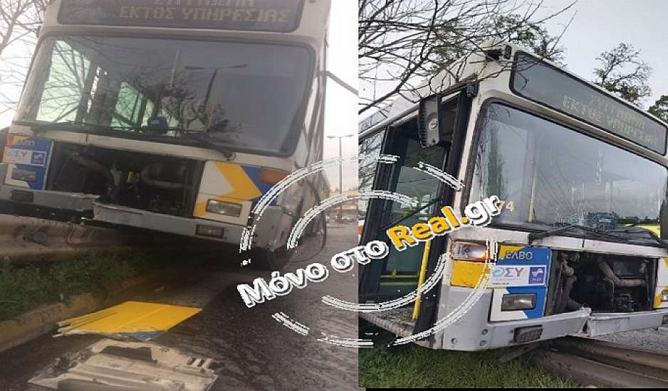 Αστικό λεωφορείο χωρίς το οδηγό βρέθηκε στη διαχωριστική νησίδα στην Κηφισίας