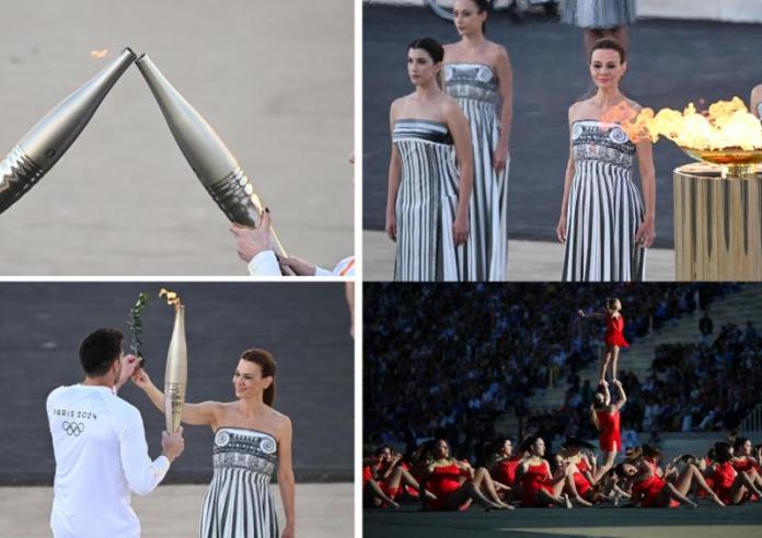 Καλλιμάρμαρο: Εντυπωσιακή η τελετή παράδοσης της Ολυμπιακής Φλόγας στους Γάλλους