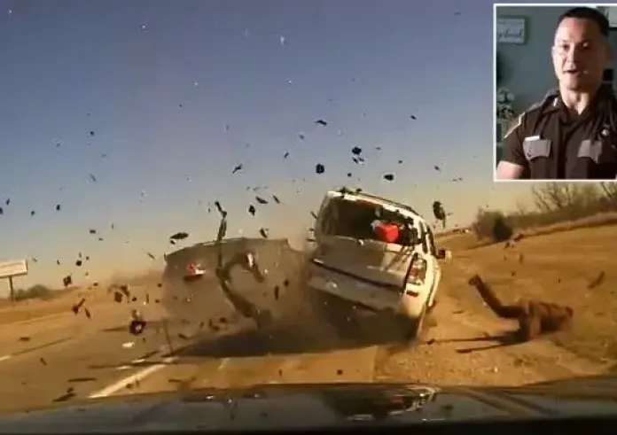Βίντεο: Τροχαίο κατά τη διάρκεια ελέγχου – Στον αέρα εκτοξεύτηκε ο αστυνομικός