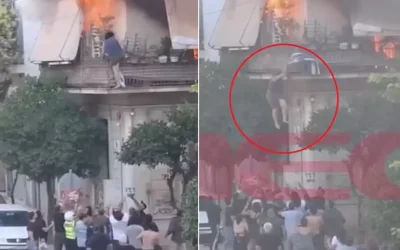 Βίντεο-ντοκουμέντο: Η στιγμή που η 75χρονη γυναίκα πέφτει από το μπαλκόνι για να σωθεί από τις φλόγες