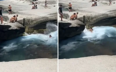 Γυναίκα παλεύει να σωθεί από τα κύματα στο Σαρακίνικο: Δείτε το βίντεο