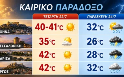 Καιρός: Μετά τους 42 βαθμούς έρχονται καταιγίδες και μεγάλη πτώση της θερμοκρασίας