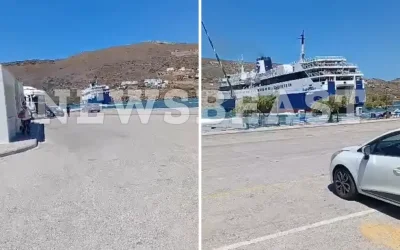 Πλοίο δεν μπόρεσε να δέσει στο λιμάνι του Γαυρίου στην Άνδρο: Θυελλώδεις άνεμοι ταλαιπωρούν το Αιγαίο