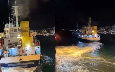Φορτηγό πλοίο προσέκρουσε στην παλιά γέφυρα της Χαλκίδας