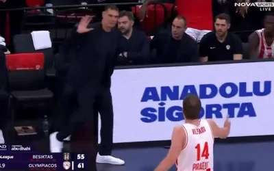 Έντονος διάλογος Μπαρτζώκα-Βεζένκοφ στον αγώνα Ολυμπιακού-Μπεσίκτας